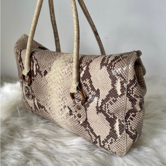 Cynthia Rowley Brown White Python Snakeskin Leather
Satchel Purse - Picture 4 of 6